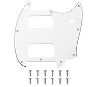 1Pcs Yootones HH 9 Holes Round Corner Guitar Pickguard 2 Humbuckers Compatible with Squier Bullet Series Mustang Electric Guitar (3Ply White)