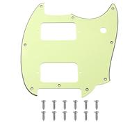 1Pcs Yootones HH 9 Holes Round Corner Guitar Pickguard 2 Humbuckers Compatible with Squier Bullet Series Mustang Electric Guitar (3Ply Mint Green)