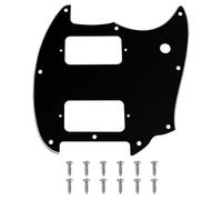 1Pcs Yootones HH 9 Holes Round Corner Guitar Pickguard 2 Humbuckers Compatible with Squier Bullet Series Mustang Electric Guitar (3Ply Black)