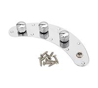 1Pcs Yootones Prewired Bass Switch Control Plate Wired Loaded Control Plate with Switch Knob for Electric Bass(Silver)