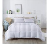 1Piece 100% Egyptian Cotton 800 Thread Count Comforter Double Size (200"x200" CM), With 400 GSM for All Seasons - Soft, Breathable & Lightweight - White Stripe