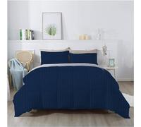 1Piece 100% Egyptian Cotton 800 Thread Count Comforter Single Size (135"x200" CM), With 400 GSM for All Seasons - Soft, Breathable & Lightweight - Navy Blue Stripe
