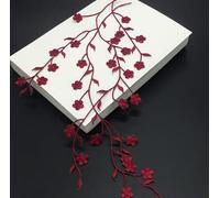 1Piece 47cm Beautiful Hot-fix Wedding Dress Floral Embroidery Iron on Patches Lace Applique Flower Trims DIY Craft KW0167-Burgundy