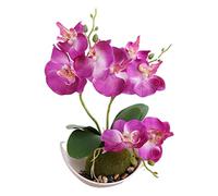 1Piece Artificial Purple Orchids in Pot Green Potted Simulation Butterfly Orchid Living Room Decoration White Flower 27cm (purple)