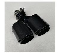 1Piece Glossy Straight Carbon Dual Outlet Equal Length Muffler Pipe End Tail Universal Stainless Steel Exhaust Tip Car Exhaust Tip(70MM IN 101MM OUT)