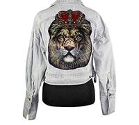 1pieces Sequin Large Big Lion King Head Fabric Patches Animal Applique Badges DIY Sewing on Jacket Apparel Accessories (NO.3)