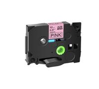 1PK 12mm On White Satin Ribbon Fabric Tapes Label Tape Compatible with TZe-R234 RW34 RN34 RW34 Series Printers(Black on Pink)