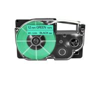 1PK 12mm Standard Label Tape Compatible with XR12WE XR12WE2S Cassette Works for KL120 KL430 KL1500 Label Maker(Black on Green)