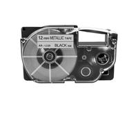 1PK 12mm Standard Label Tape Compatible with XR12WE XR12WE2S Cassette Works for KL120 KL430 KL1500 Label Maker(Black on Silver)