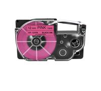1PK 12mm Standard Label Tape Compatible with XR12WE XR12WE2S Cassette Works for KL120 KL430 KL1500 Label Maker(Black on Fluo Pink)