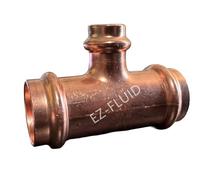 (1PK) EZ-FLUID 3/4" X 3/4" X 1/2" Heavy Duty Copper Press Reducing Tee Fitting,Heavy Duty No Lead Copper Pressure Press 3 Way Reducer Tee Fittings with/Pro Press Pipe Plumbing Connection