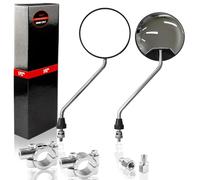 1PZ RM3-BM2 8mm Chrome Round Motorcycle Mirrors Rearview Side with 7/8" Handlebar Mount 10mm Screw Converter Holder Adaptor for Scooter Moped Motorcycle Go Kart ATV Dirt Bike Quad Wheeler