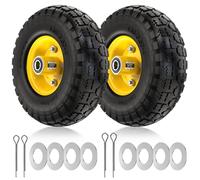 1PZ WH4-TR6 4.10/3.50-4 Solid Tyre Wheel with 5/8" Axle Bore Hole Bearings Replacement for Wheelbarrow Dolly Hand Truck Wagon Garden Cart Generator Wheels