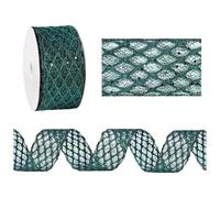 1Roll 2.5 Inch Glitter Diamond Mesh Wired Ribbon For Christmas Tree Gift Wrapping Crafts Bows Wreaths Garland Tree Topper Holiday Decor 10 Yards Replacement Chandelier Crystals Teardrop (Green, C)