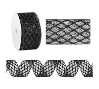 1Roll 2.5 Inch Glitter Diamond Mesh Wired Ribbon For Christmas Tree Gift Wrapping Crafts Bows Wreaths Garland Tree Topper Holiday Decor 10 Yards Replacement Chandelier Crystals Teardrop (C)
