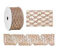 1Roll 2.5 Inch Glitter Diamond Mesh Wired Ribbon For Christmas Tree Gift Wrapping Crafts Bows Wreaths Garland Tree Topper Holiday Decor 10 Yards Glass Icicles Small (Rose Gold, C)