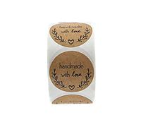 1roll Round Label Self Sticking Paper Decor Round Kraft Label Thanks Round Sticker for Homemade Gifts Baking Decoration Label Handmade Sticker
