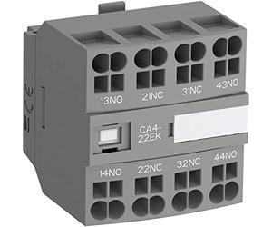 1SBN010146R1213 Auxiliary Contactor Block, Model CA4-13NK, 3 x NO Auxiliary Contacts and 1 x NC Auxiliary Contact, Up to 3600 Cycles per Hour, Grey, 1.95 x 4.3 x 4.5 cm