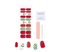 1Semi Cured Gel Nail Strips,20pcs Christmas Trees Gel Nail Stickers UV Light/LED Lamp Required,Long Lasting Nails Art Stickers, Easy to Apply