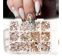 1Set 12 Compartment Nails Art Storage Box with Flat Back Resin Diamonds for Shining Decorations Party Nails