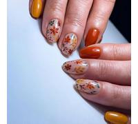 1Set ABS Press Stick Nails Glossy Color Leaves Design No Tools Needed for Autumn Press Stick Nails