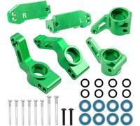 1set Aluminum Caster Blocks Steering Blocks&Rear Stub Axle Carriers With Bearings for 1/10 Traxxas Slash 2WD RC(Green)