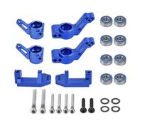 1set Aluminum Caster Blocks Steering Blocks&Rear Stub Axle Carriers With Bearings for 1/10 Traxxas Slash 2WD RC(Blue)