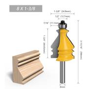 1set Architectural Molding Router Bit Casing Base CNC 8mm Face Woodworking Cutters Tools Mill router 1/2"lock molding frame inch woodworking router picture frame For miter tools keyhole tool