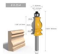 1set Architectural Molding Router Bit Casing Base CNC Cutters Tools Woodworking Mill 8mm Face bit keyhole tools picture router For frame shank 1/2"lock picture track grove decorative milling