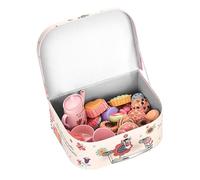 1Set Artificial Afternoon Tea for Pretend Play Teapot Model with Realistic Desserts Carrying Case for Birthday and Educational Fun