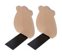 1set Bear Shaped Wooden Bookends L Shaped Desk Organiser Khaki 2pcs