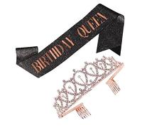 1Set Birthday Queen Sash and Tiara with Decorative Crown Elegant Party Supplies for Her Birthday Celebration Unique Photo Props Durable Material Includes Etiquette Belt