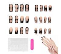 1Set Black French Tip Nails Good Flexibility Not Easy to Break of The Black Nails is A Nice Gift for Your Sister Girlfriend Wife Mother