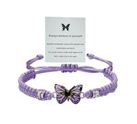 1Set Butterfly Bracelets For Teen Girls Adjustable String Butterfly Bracelets For Women Cute Butterfly Charm Bracelets Chain Necklace Women (Purple, One Size)