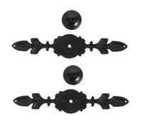 1set Cabinet Pull Handles Elegant Decorative Furniture Replacement Zinc Alloy Black with Carved Texture and Matte Finish, Secure Comfortable Grip for Kitchen Cupboard and 2pcs