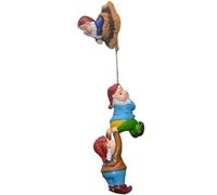 1Set Climbing Gnome Sculpture Miniature Climbing Rope Hanging Gnome Tree, Resin Colourful Funny Gnomes, For Outdoor Tree Garden Yard Porch Wall Decoration, Style 1