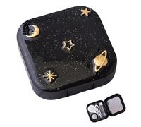 1Set Contact Lense Case Plastic Eye Contacts Black Starry Sky Contact Lenses Case Box Portable Contact Lens Eye Care Lenses Case Kit with Mirror Storage Box Contact Lens Soaking Container Set