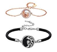 1Set Couple Bracelet Black White Angel Couple Bracelet Matching Bracelets For Women Men Valentines Day Birthday s For Girlfriend Boyfriend Wife Matching Beaded Necklaces for Women Fashion Jewelry