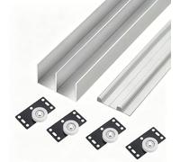 1set Double Track Sliding Door Hardware Kit Aluminum Rail for 15-18mm Wardrobe Cabinet(90cm/3.0ft)