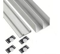 1set Double Track Sliding Door Rail Kit for 15-18mm Wardrobe Cabinet Bathroom Doors(90cm)