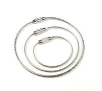 1set EDC Keychain Tag Rope Stainless Steel Wire Cable Loop Screw Lock Gadget Ring Key Keyring Circle Camp Hanging Tool Fashion processing