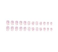 1Set Elegent Floral False Nails with French Smudged Effect Light Purpled Glossy Oval ABS Press for Fashionable French