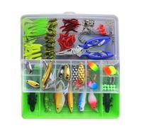1Set Fishing Lures Kit Full Fishing Tackle Box Including Spinners VIB Treble Hooks Single Hooks Swivels Pliers Green Box Second Generation 101 Set