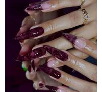 1Set French Tip Artifical Nails 3D Night Vine Glow Press Stick Elegant Design for Various Occasion and Styles Longwear Art