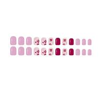 1Set Friendly Press Stick Nails Short Square Floral Glitter Ideal Hands Press on Nail