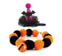 1set Funny Pumpkin/Bat Hat For Halloween Mischievous Party Hat Pet Winter Keep Warm With Pompoms Necklace Pet Hats For Hats Small Animal Dogs Christmas