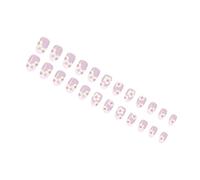 1Set Glossy Shining Press Stick Nails Light Purpled French Smudged Floral Pattern Short Oval Shape Elegant Look Sweet Nails