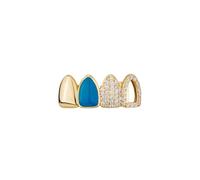 1Set Gold Teeth Grill for Hip Hop Style Comfortable Teeth Caps for Concerts Parties Stylish DIY Fangs Jewelry for Men Women Grills for Youth Fashion, One Size, brass, No Gemstone
