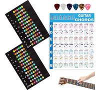 1Set Guitar Fretboard Stickers Color Coded Note Decals with Guitar Chords Scale Chart Fretboard Stickers Guitar Accessories for Guitar Beginner Learner Practice Fit 6 Strings Acoustic Guitar