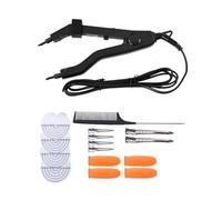 1Set Hair Extensions Machine Connector Fusion Iron Heat Adjustable Temperature Mini Heating Tip Keratin Bonding Tools Efficient Time Saving(Black Kit)